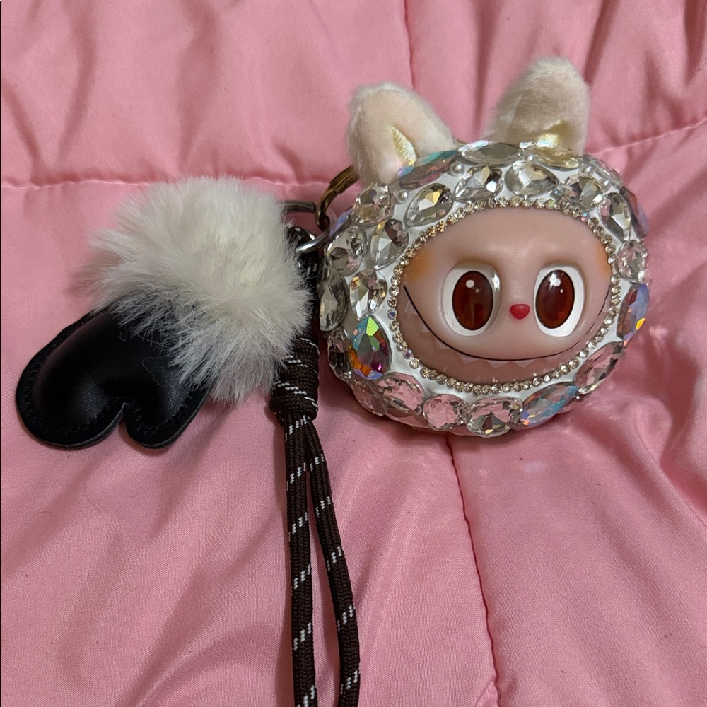 Crystal-Embellished Inspired Labubu Keychain Charm